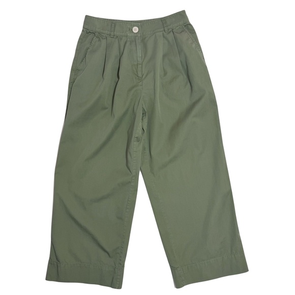 LOFT Wide Leg Pleated Green Pants Size 4P - Picture 4 of 12